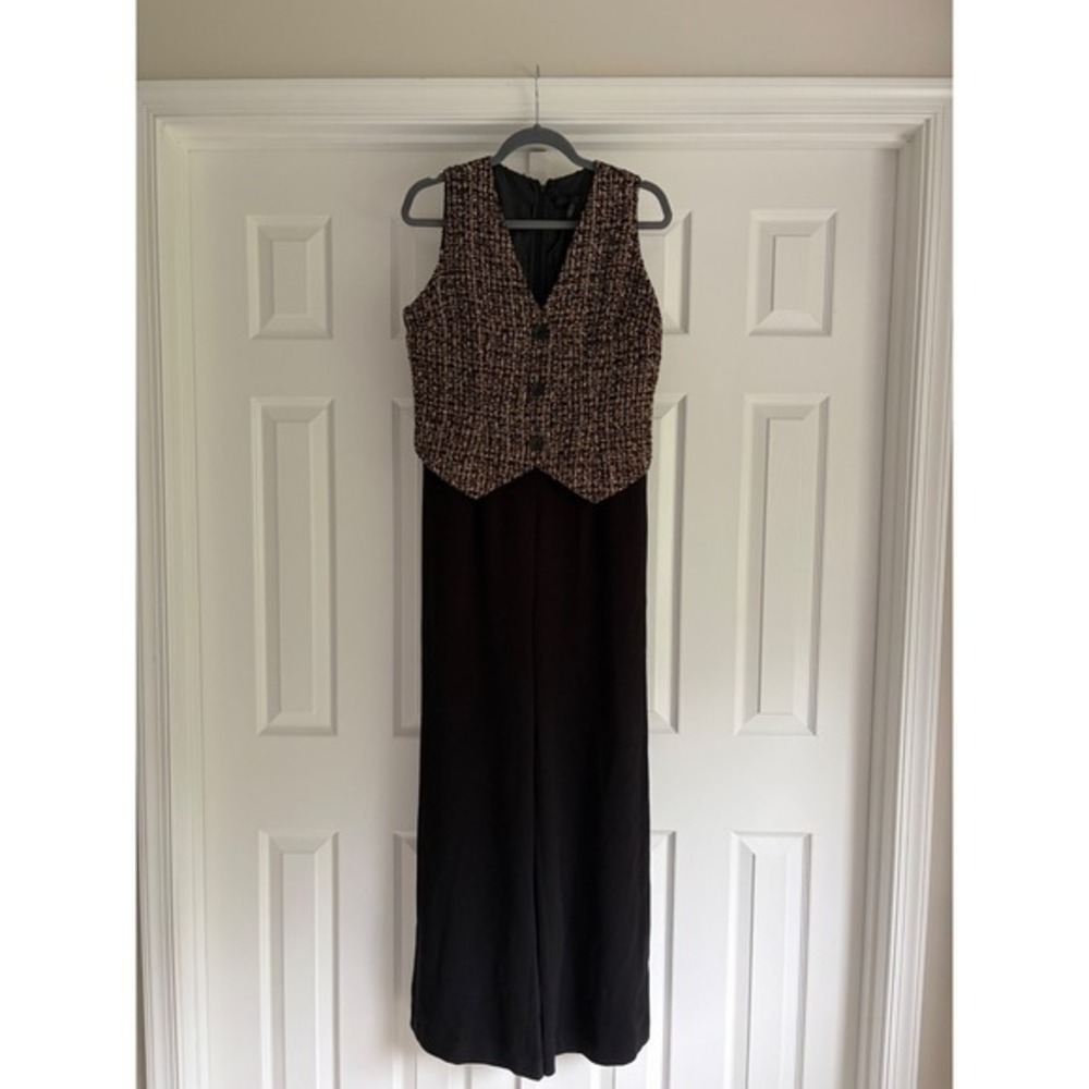 NWT‎ Donna Karan Tailored Tweed Jumpsuit Size 6 Wide Leg Sleeveless